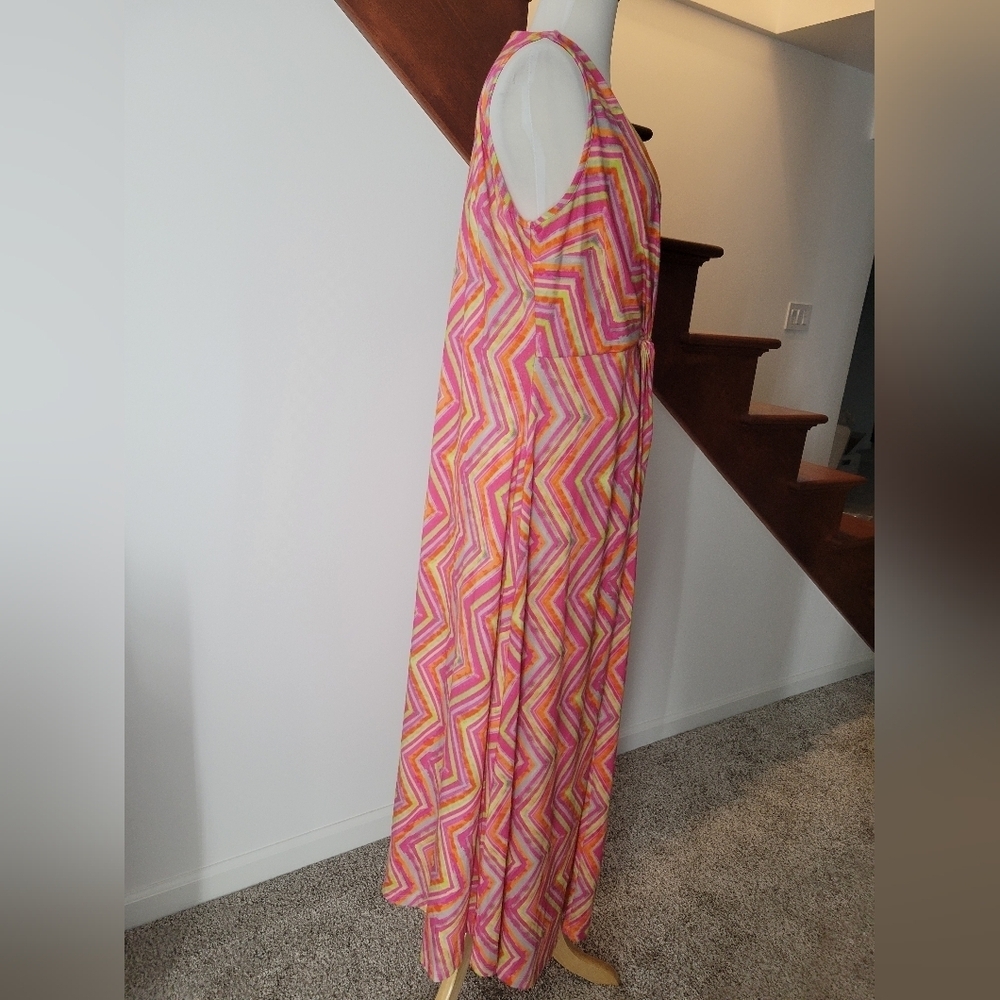 Soft‎ Surroundings Giselli Dress Sleeveless V-Neck Chevron Zigzag Size M - Picture 9 of 9